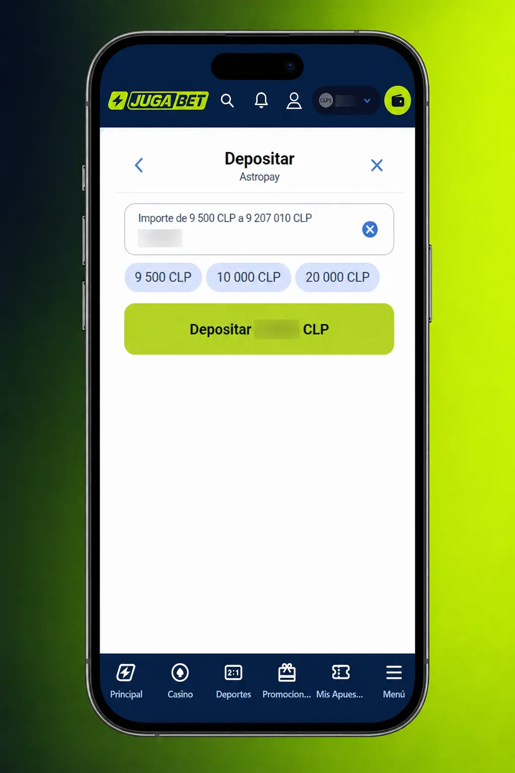 Depósito en Jugabet