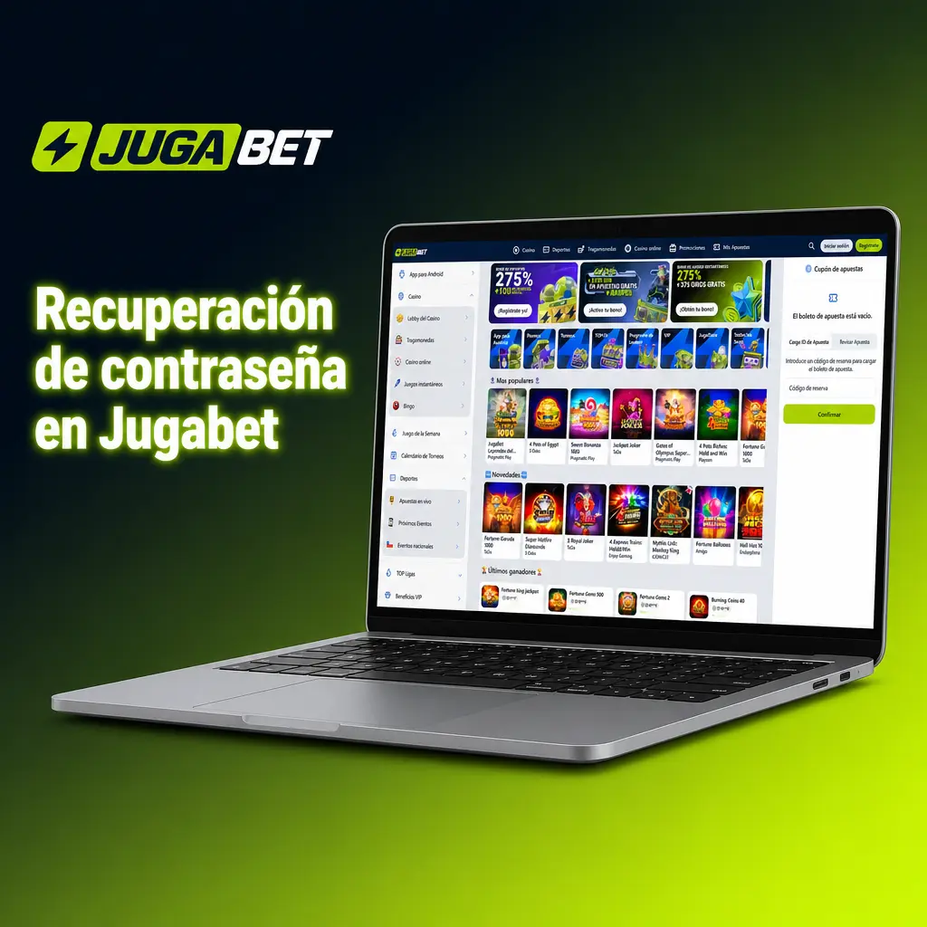 Pantalla de recuperación de contraseña en Jugabet